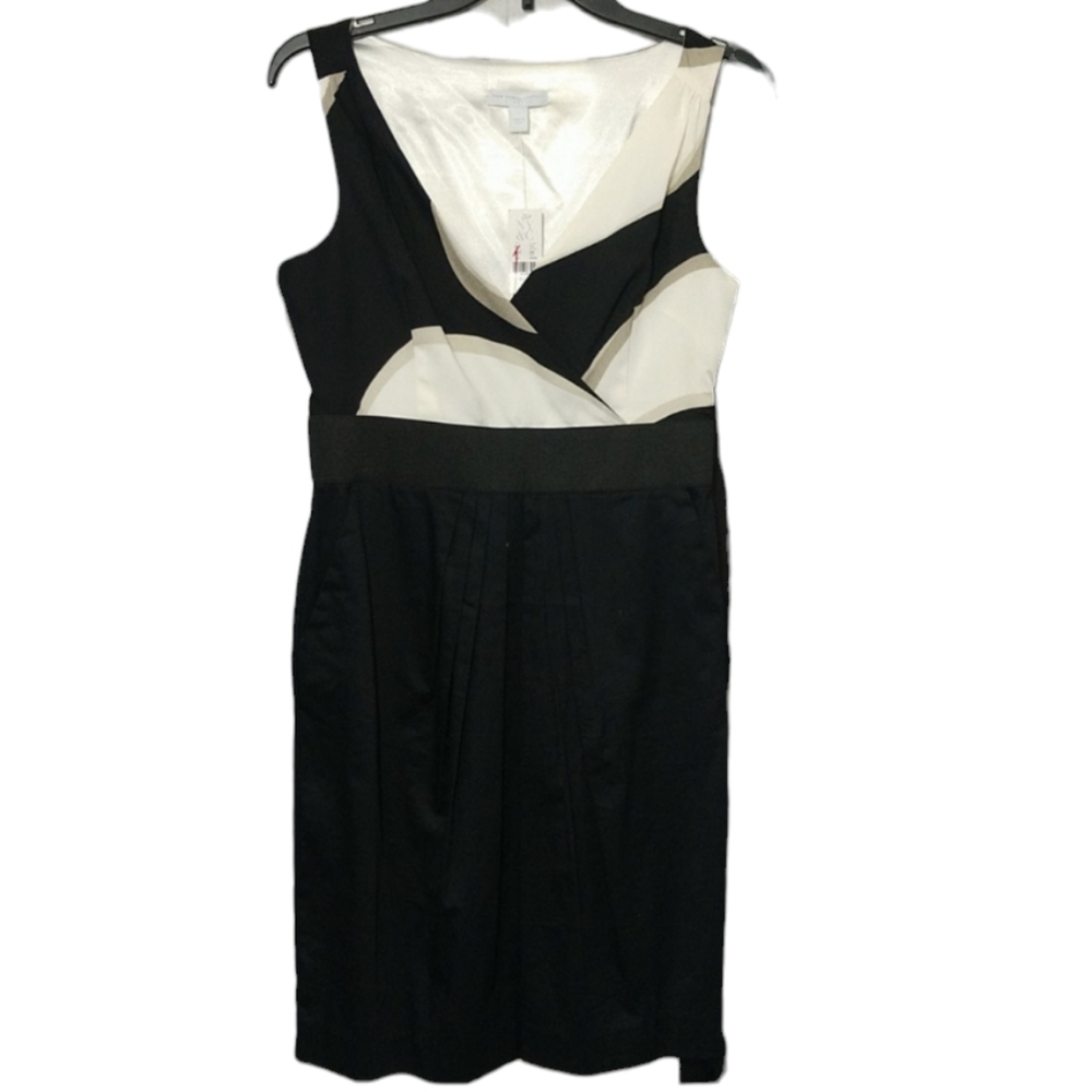 New New York & Co. Black & White V-Neck Sleeveless Dress sz Small
